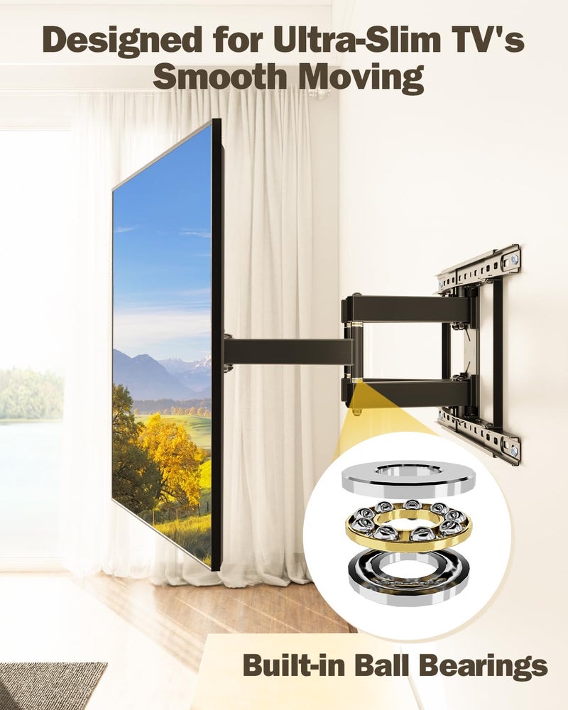 Mounting Dream UL Listed Full Motion TV Wall Mount for Most 42-84'' TVs, TV Mount with Premium Ball Bearing Design for Smooth Extension and Swivel, Max VESA 600x400mm, 100LBS, Up to 24'' Wood Stud - Image 2